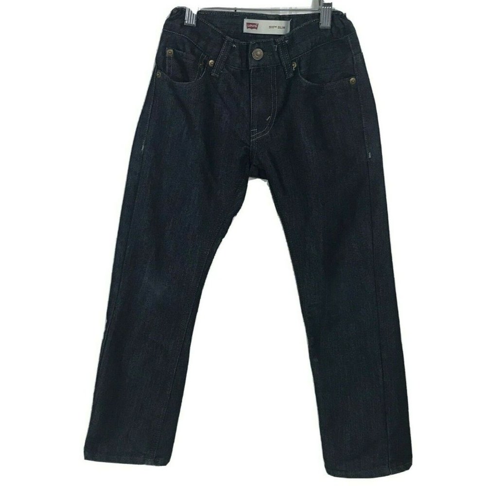 Levis 511 Slim Fit Boys 8R Dark Blue Wash Adjustable Waist 24 x 22 Jeans GUC